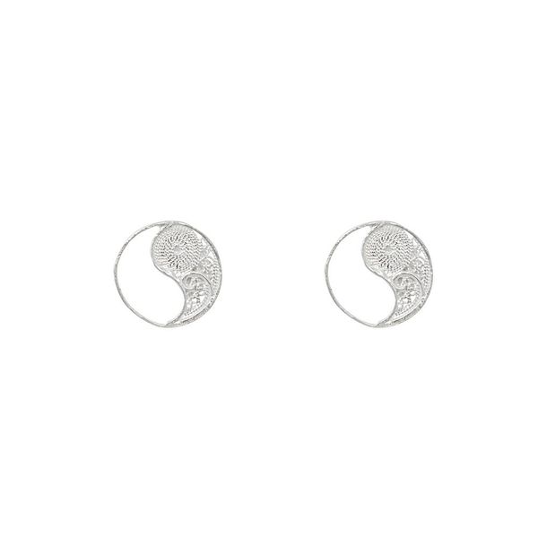 Yin Yang Earrings in Silver