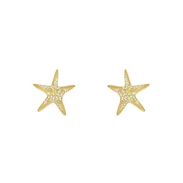 Brincos Prata Dourada Estrela do Mar