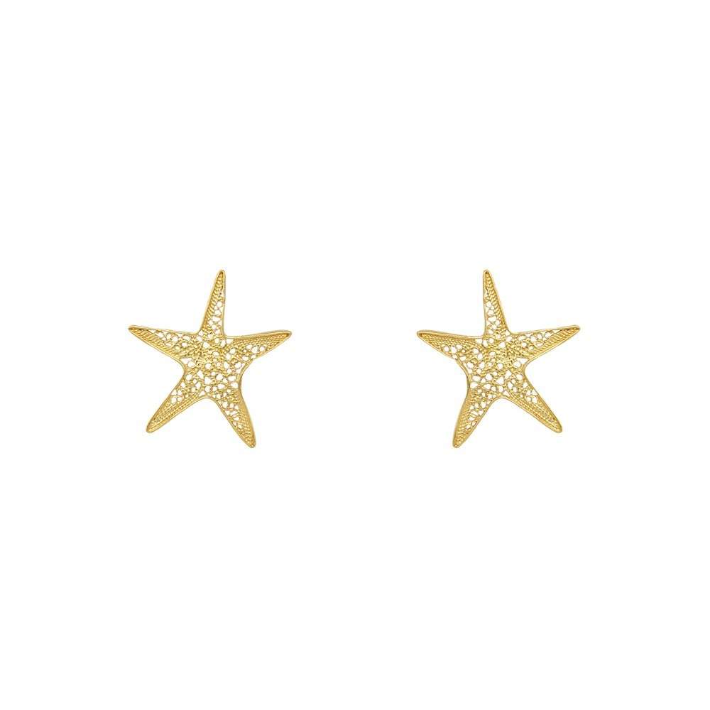 Brincos Prata Dourada Estrela do Mar
