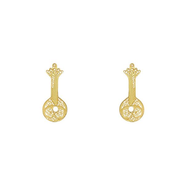 Portuguese Guitar Earrings in Silver Gold Plated