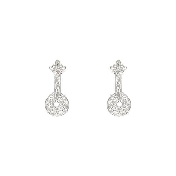 Portuguese Guitar Earrings in Silver