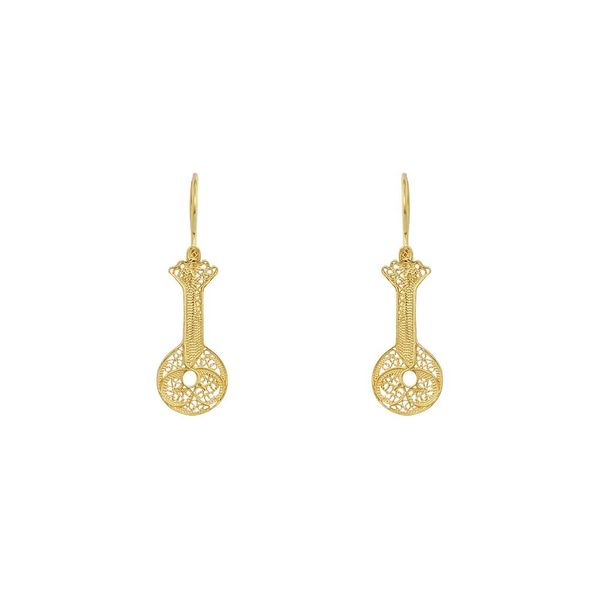 Portuguese Guitar Earrings in Silver Gold Plated