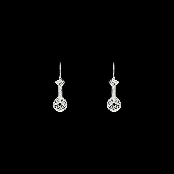 Portuguese Guitar Earrings in Silver