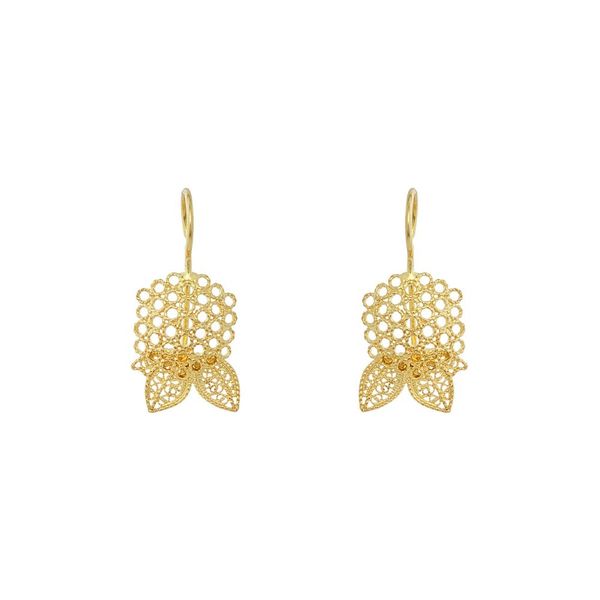 Hydrangea Flower Earrings in Silver Gold Plated