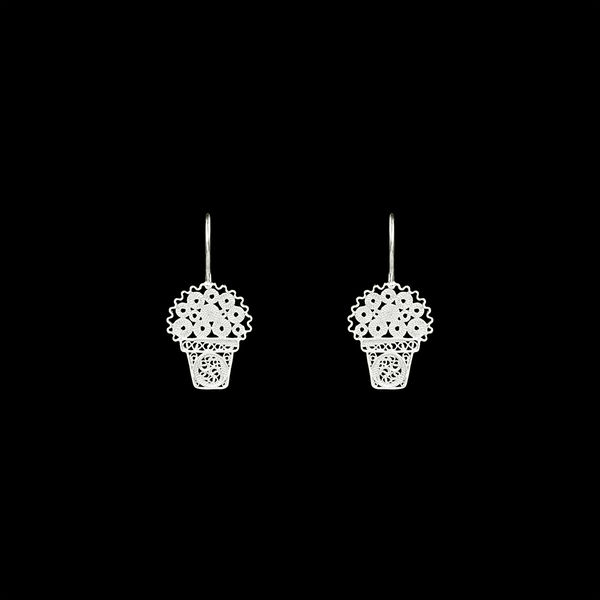 Basil Flower Earrings in Silver