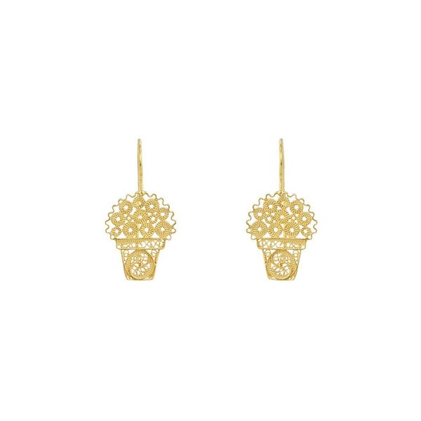 Basil Flower Earrings in Silver Gold Plated