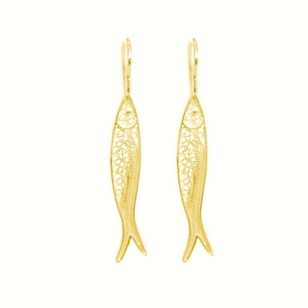Sardine Fish Earrings in Silver Gold Plated