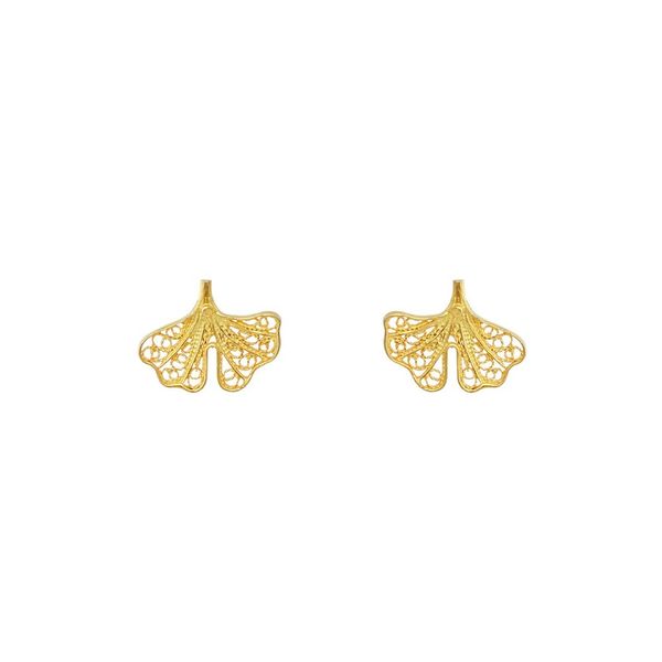 Ginkgo Biloba Earrings in Silver Gold Plated