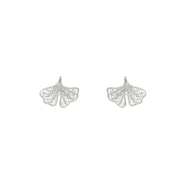 Ginkgo Biloba Earrings in Silver