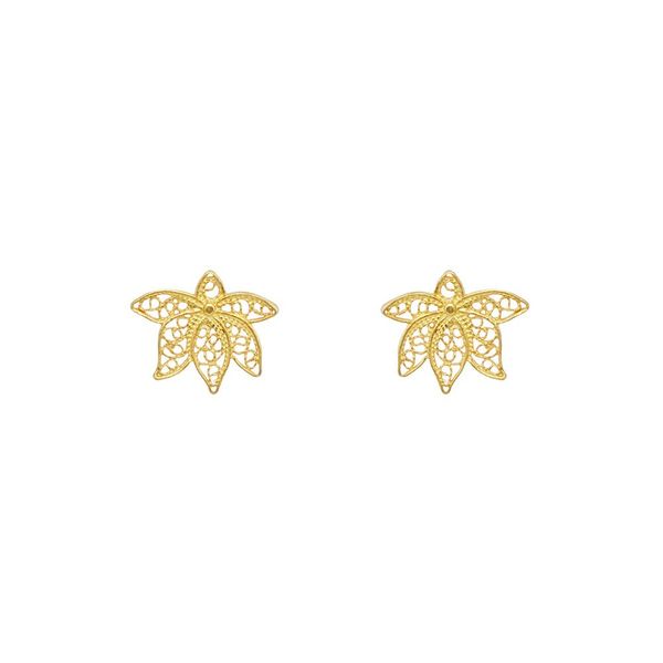 Lotus Flower Earrings in Silver Gold Plated