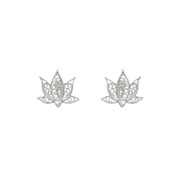Lotus Flower Earrings in Silver