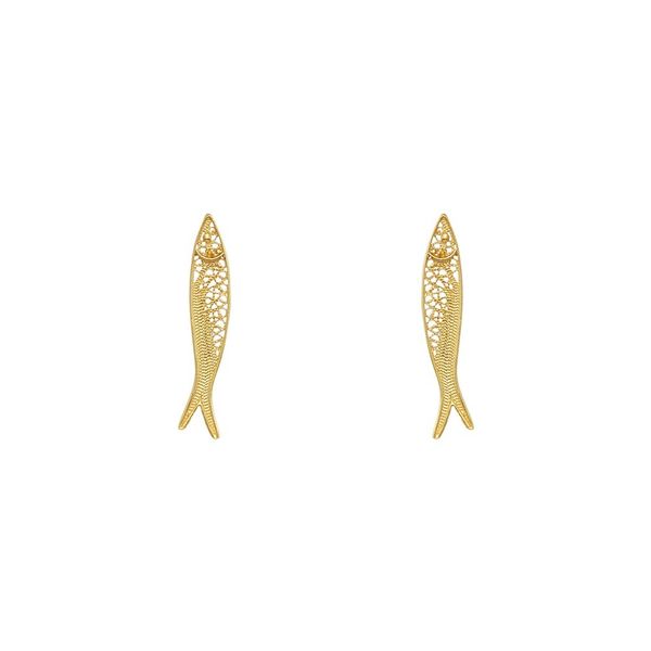 Sardine Fish Earrings in Silver Gold Plated