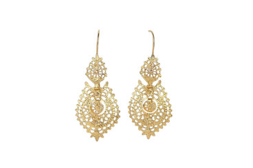Earrings "Raínha" (Queen Earrings) 35mm, in Gold 19.2K