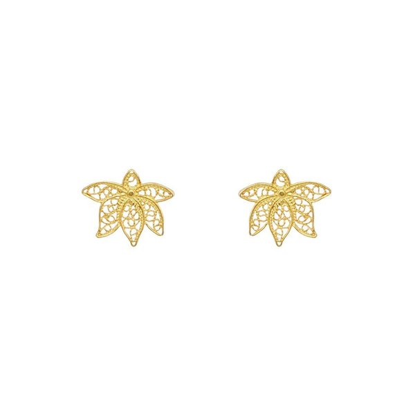 Lotus Flower Earrings in Silver Gold Plated