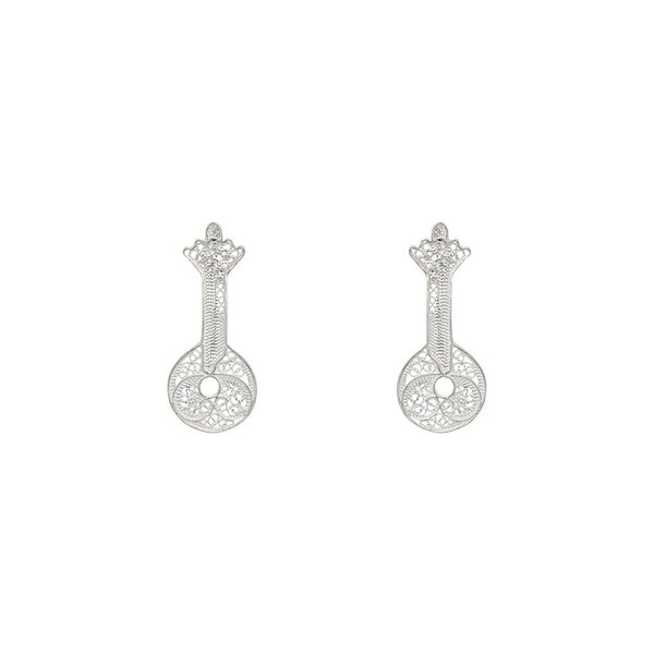 Portuguese Guitar Earrings in Silver