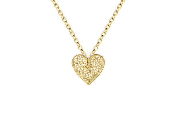 Necklace "Filigree Heart" in Silver Gold plated