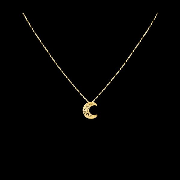 Necklace "Filigree Moon" in Silver Gold plated
