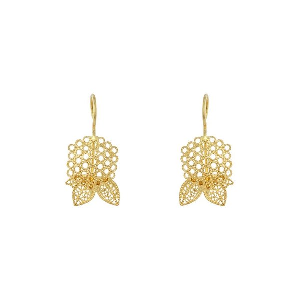 Hydrangea Flower Earrings in Silver Gold Plated