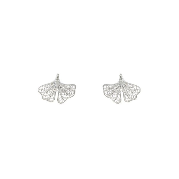 Ginkgo Biloba Earrings in Silver