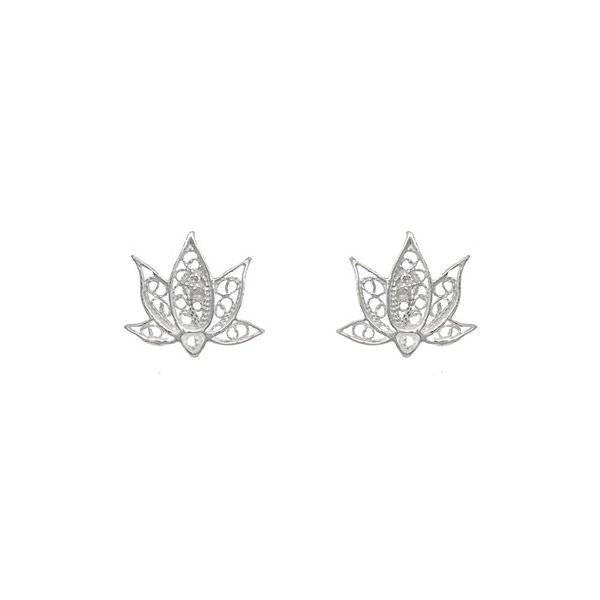 Lotus Flower Earrings in Silver