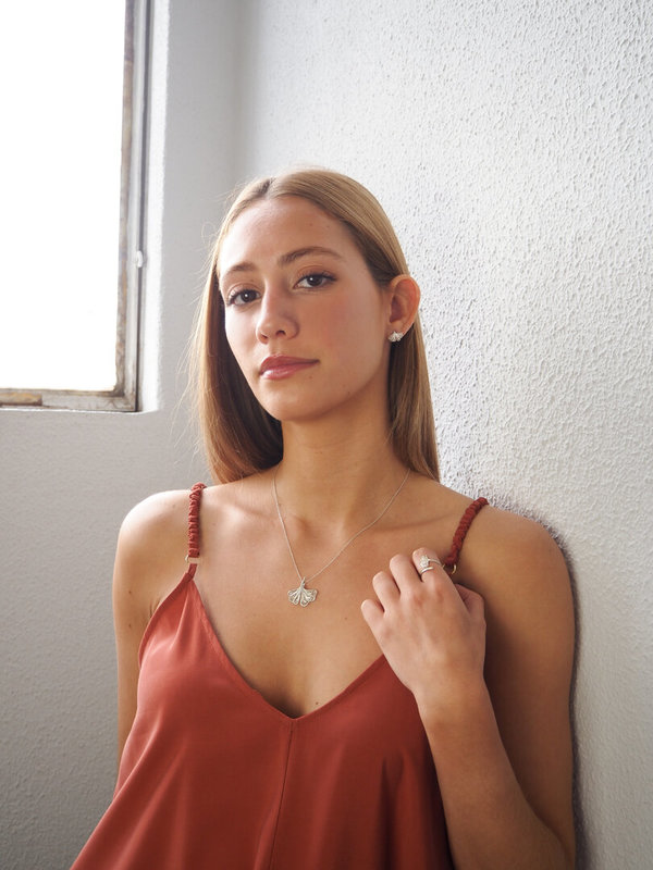 Necklace "Ginkgo Biloba"in Silver