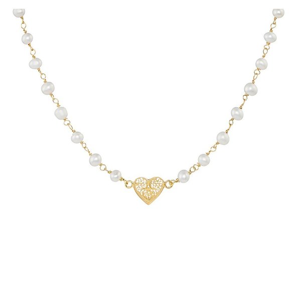 Colar de Pérolas Coração