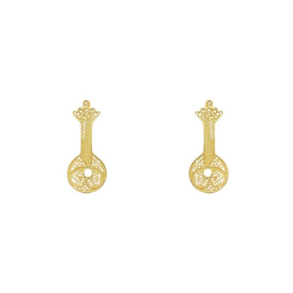 Portuguese Guitar Earrings in Silver Gold Plated